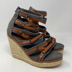 Hot Tomato Kendi espadrille wedge strappy gladiator sandals size 7